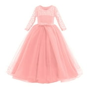 Child Girls Lace Bowknot Princess Wedding Flower Girls Performance Formal Tutu Dress Clothes Stylish Dailywear